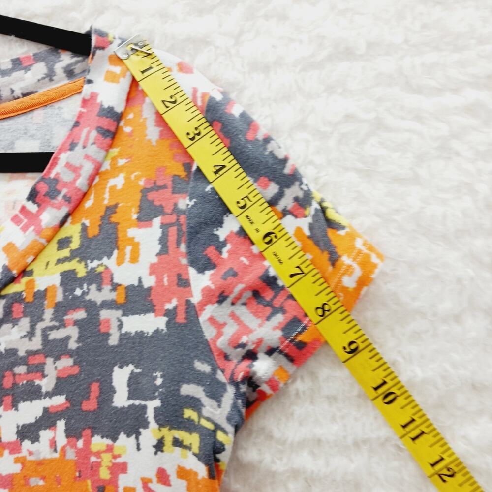 T-Shirt Woman Graphic Top Whimsycore Casual Soft Girl Geo Patchwork Gold Size XL - Picture 5 of 8